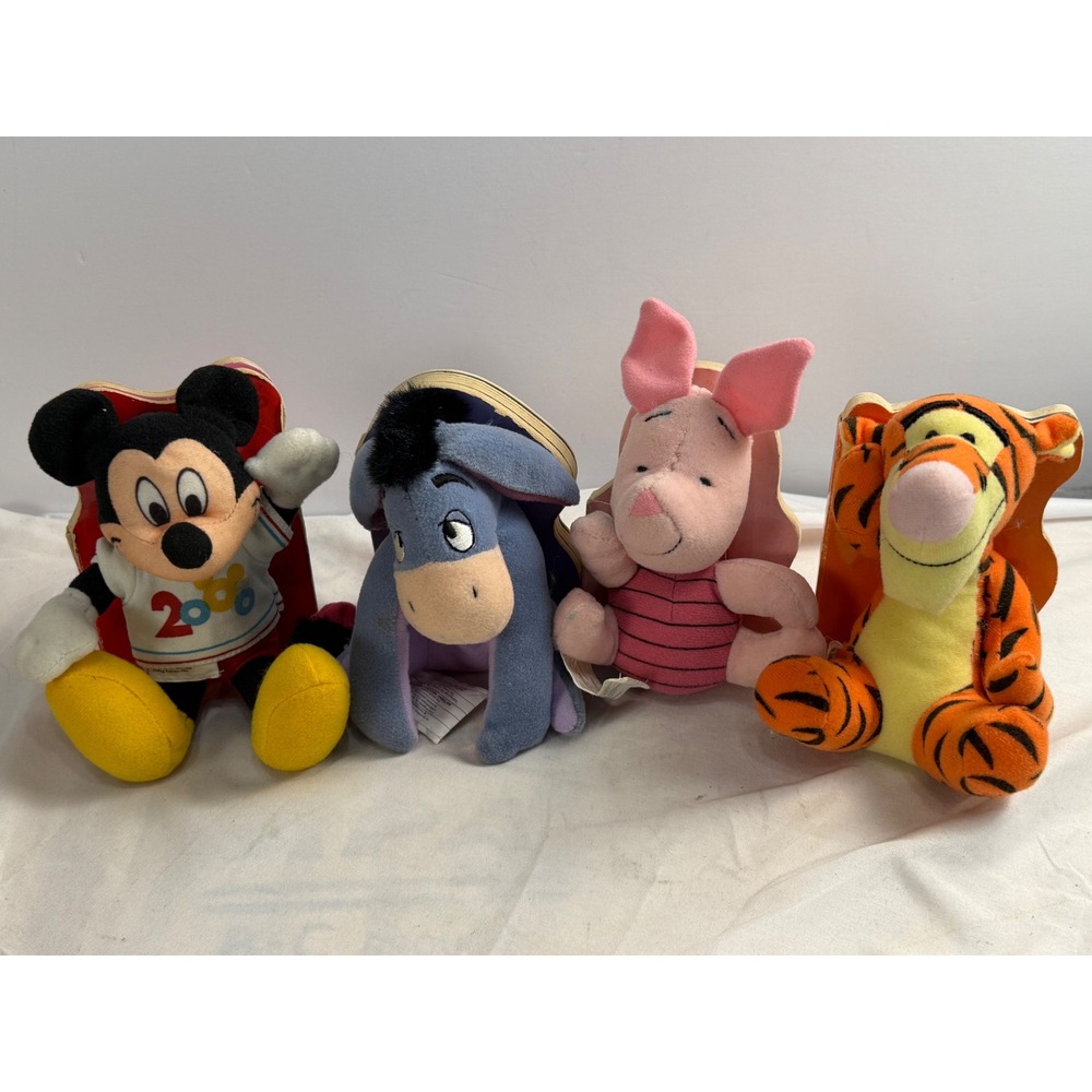 Disney Friendly Tales Plush Board Book Lot Mickey Mouse Eeyore Piglet Tigger